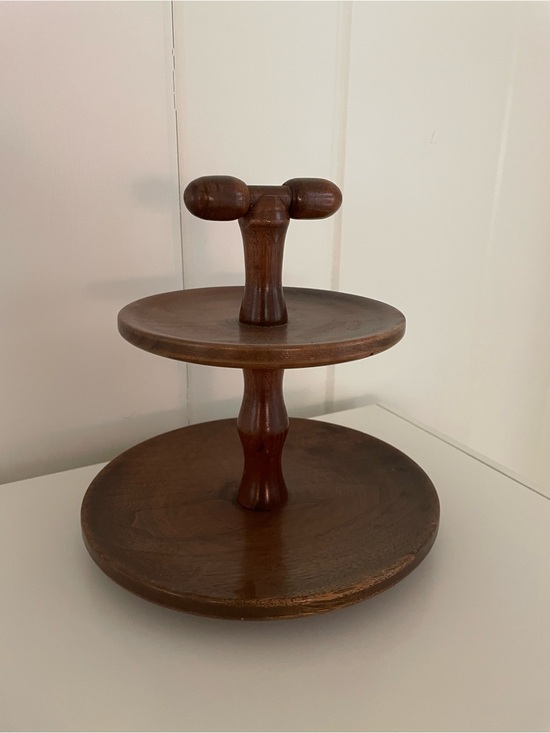 Vintage Other - Two-Tier Wood Display Stand in Rich Brown